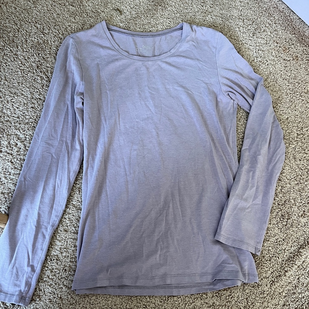 purple fitted long sleeve top